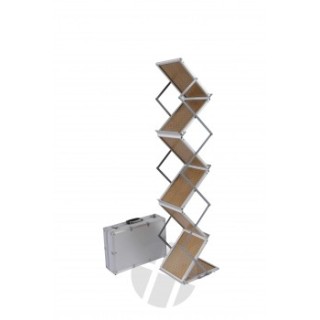 Porta folletos MS335 madera | Expositor plegable con estuche aluminio