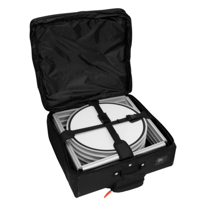 Portable LED display case with shelves
