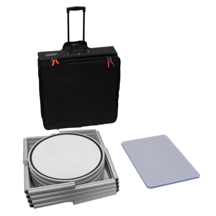 Portable LED display case with shelves