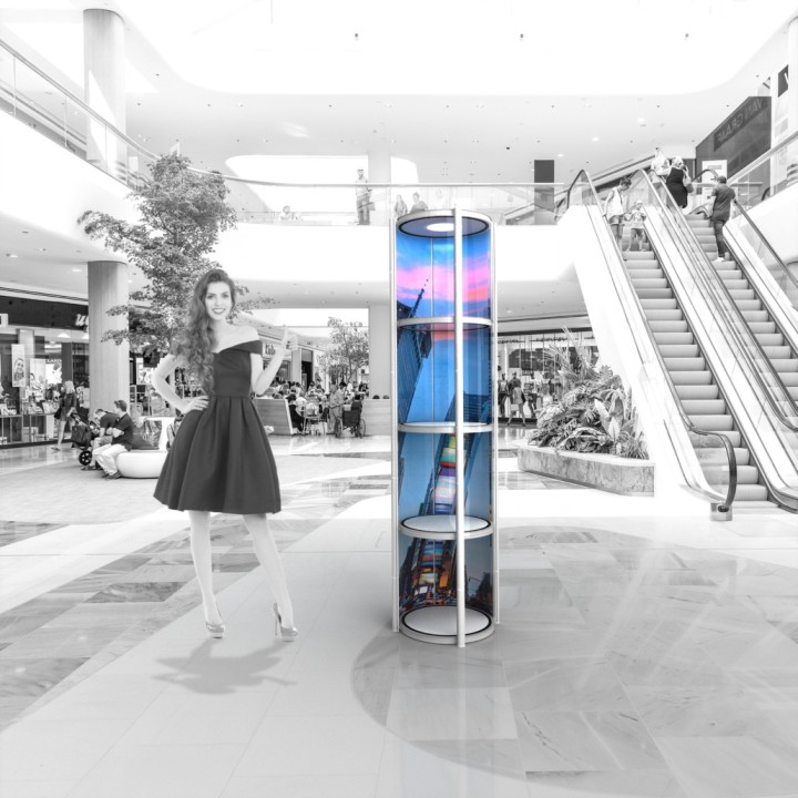 Portable LED display case with shelves