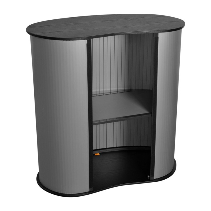 Folding promotional counter with shelf for trade show booth