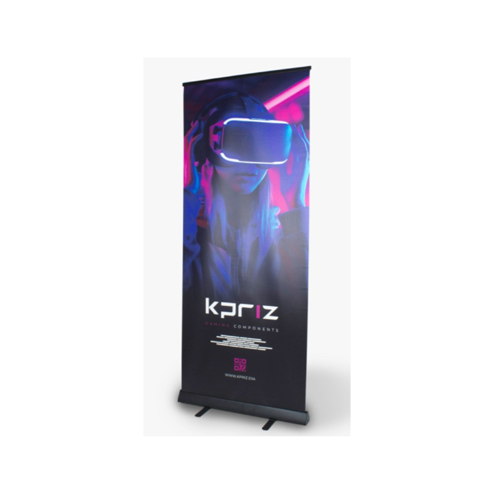Black aluminum roll-up 85 × 200 cm – Premium advertising Kakemono