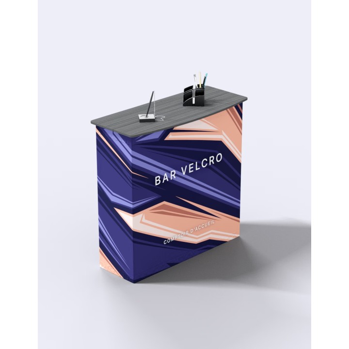Comptoir d’accueil Bar Velcro–Stand pliable personnalisable aluminium