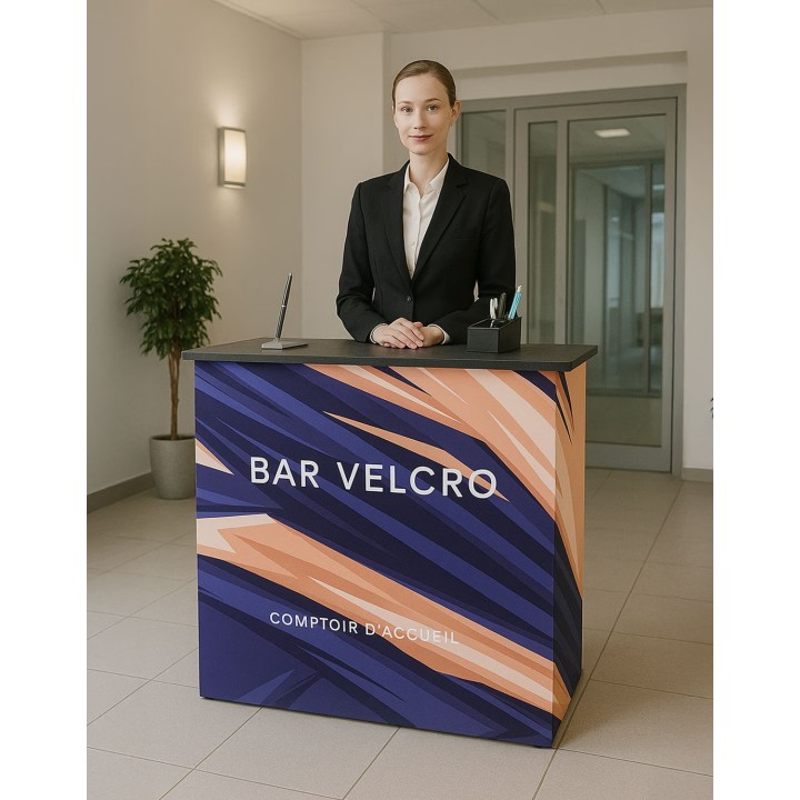 Comptoir d’accueil Bar Velcro–Stand pliable personnalisable aluminium