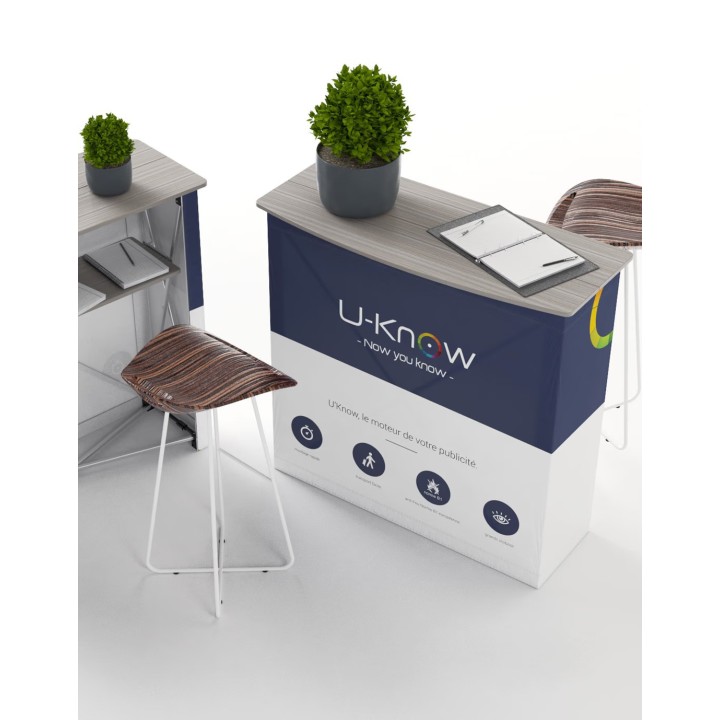 Comptoir d’accueil Bar Velcro–Stand pliable personnalisable aluminium