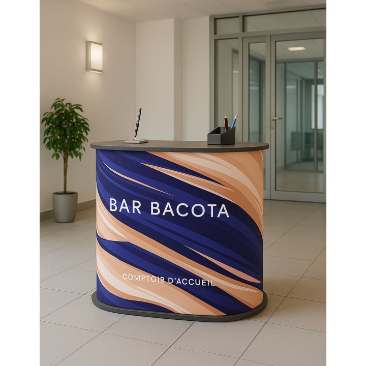 Comptoir d’accueil PVC personnalisable stand salon