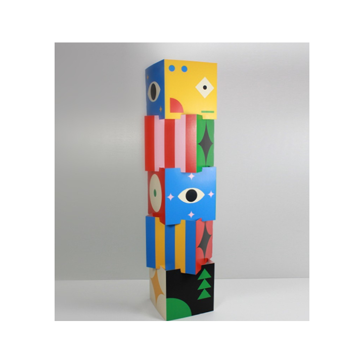 Customizable cardboard stackable totem