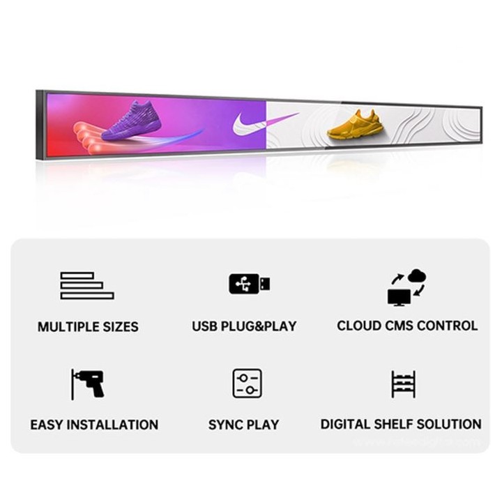Stretched banner display for retail shelving