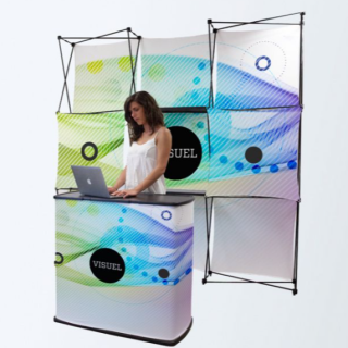 Stand parapluie multifaces droit avec comptoir valise
