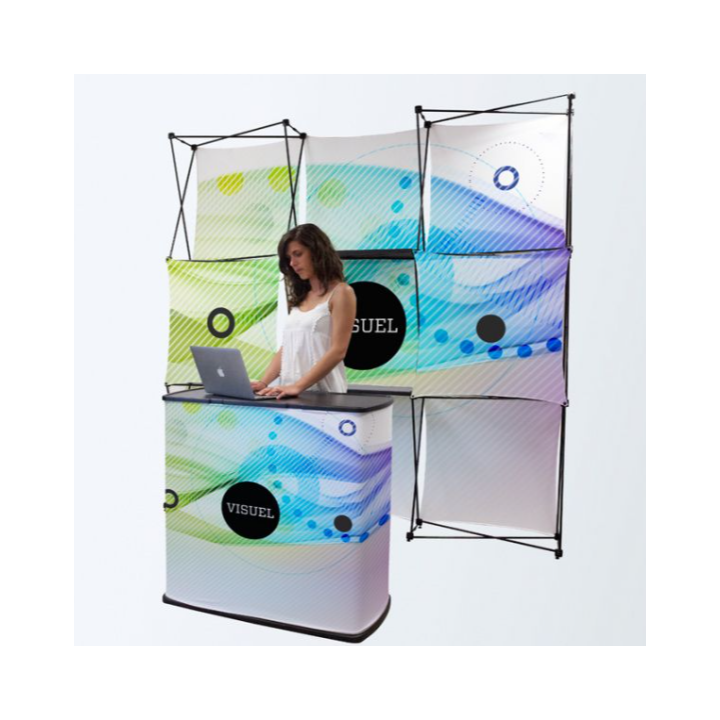 Stand parapluie multifaces droit avec comptoir valise