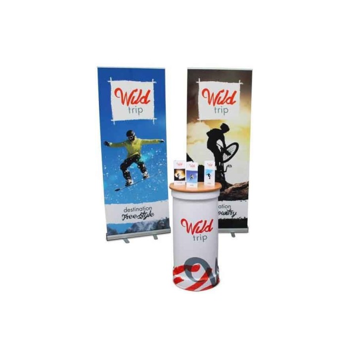 Kit 2 roll-up avec comptoir valise personnalisé