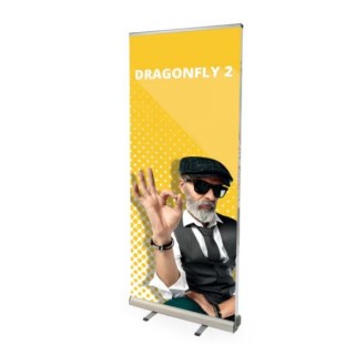 Roll-up Dragonfly 2 doble cara 89×210,5×39,5 cm con aluminio, perfil con clip y bolsa incluida para ferias y eventos profesional
