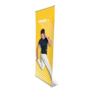 Roll-up Orient+ Full Graphic aluminium anodisé avec mât réglable 84×222×18,5 cm