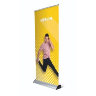 Roll-up Merlin Premium con cassette intercambiable 91,5×231,5×19,5 cm