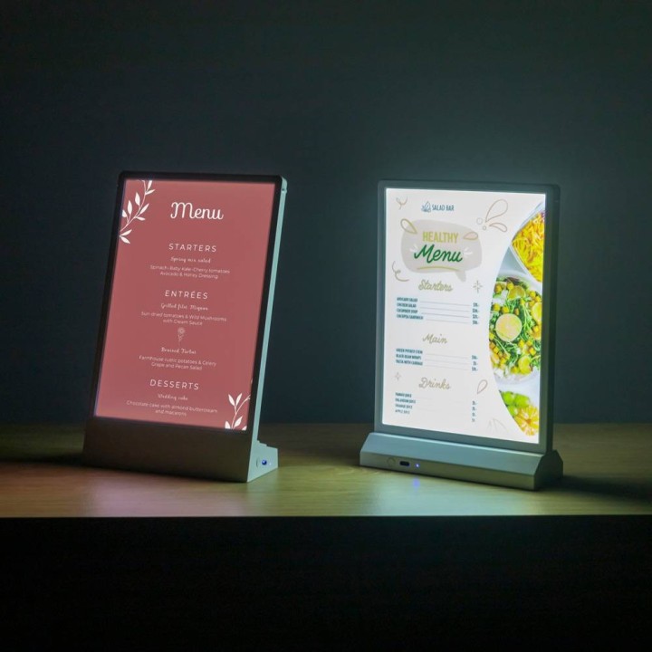 Présentoir LED de table DL noir rechargeable | Stand Expo