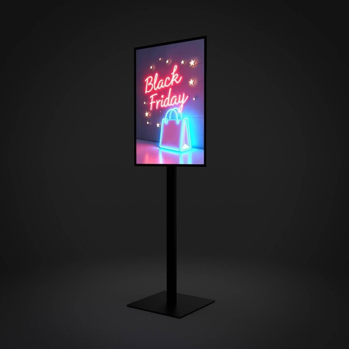 Totem lumineux LED A1 sur pied noir | Stand Expo
