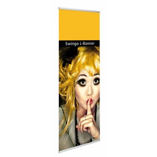 Pop-up L-banner with reinforced support